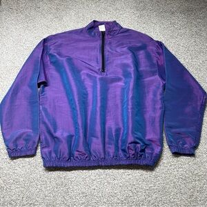 Unisex VTG Sparta Surf‎ Style Purple Blue 1/4 Zip Windbreaker Pullover Size OSFA